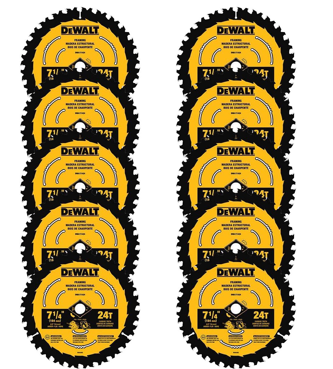 DEWALT Circular Saw Blade, 7 1/4 Inch, 24 Tooth, Wood Cutting, 3 Pack Dwa1714243 Nombre De Estilo New