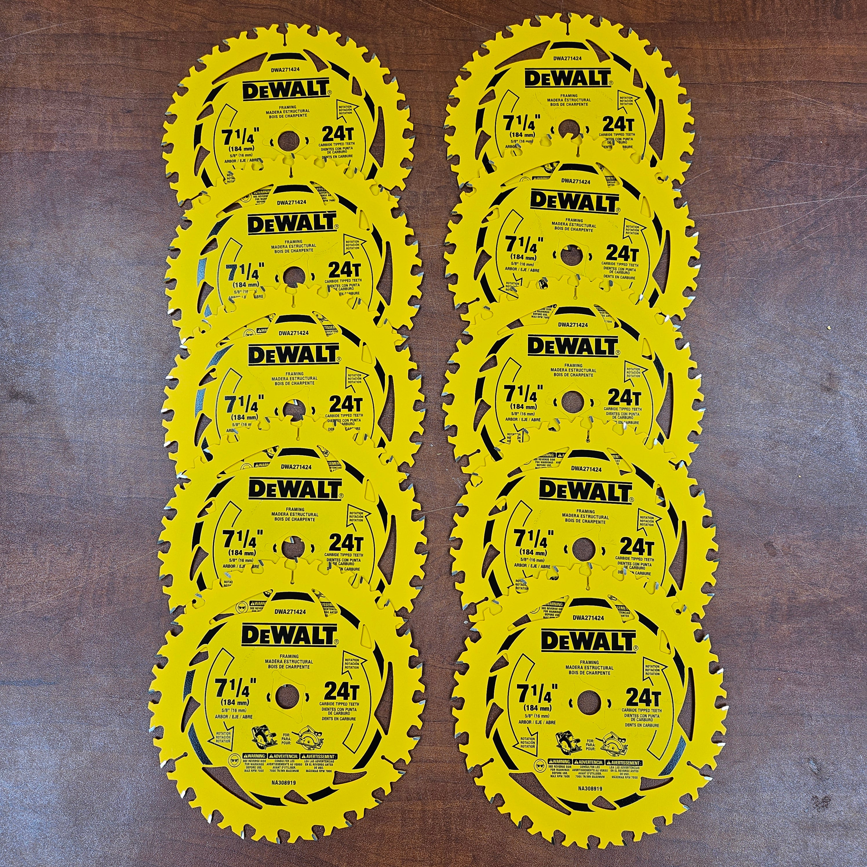 DeWalt 7-1/4 in. 24T Circular Saw Blade - 10 PACK - DWA271424B10