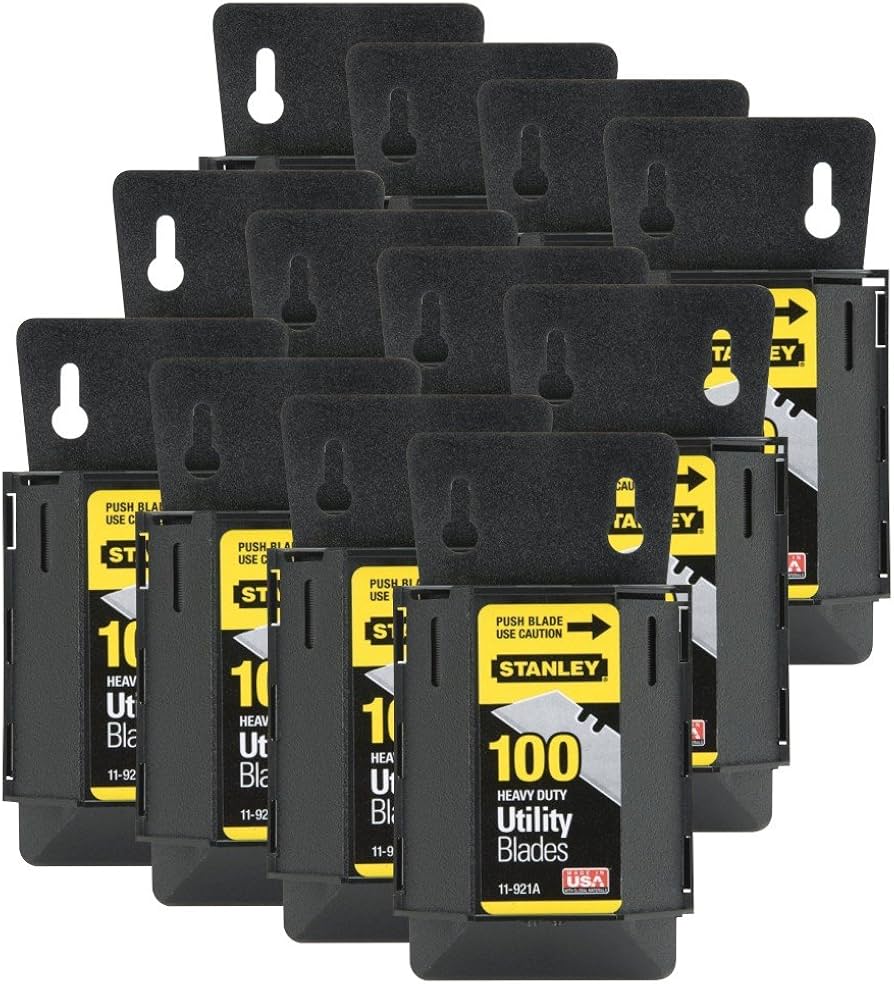 Stanley Heavy-Duty Utility Blades with Dispenser (12 packs with 100pc EACH) - 11-921A
