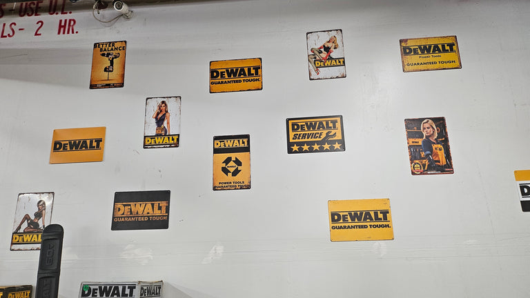 The Ultimate Man Cave Set Up - 17-Pack of Metal DeWalt Signs (8