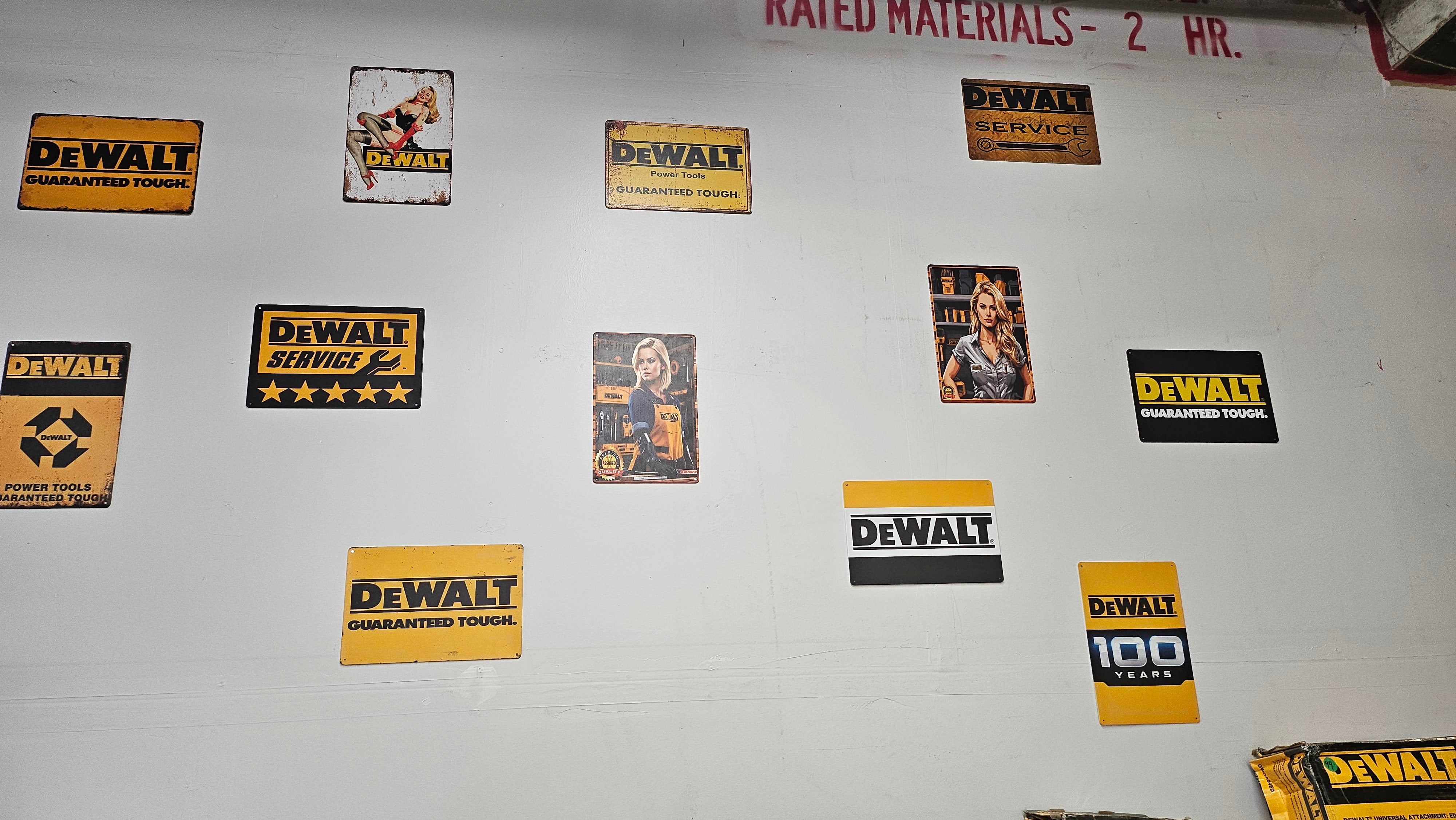 The Ultimate Man Cave Set Up - 17-Pack of Metal DeWalt Signs (8