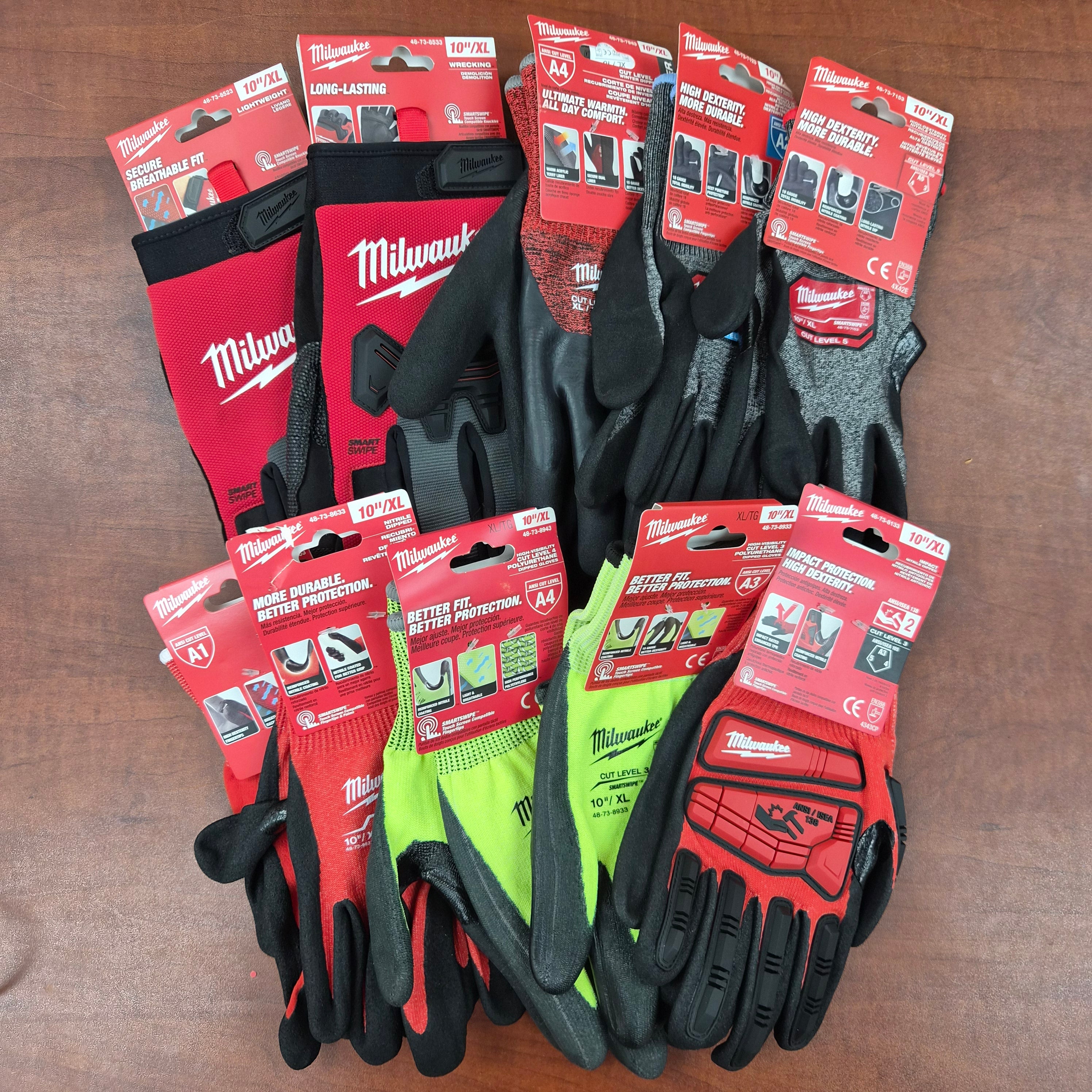 Milwaukee 10-Pair Work Glove Assortment - Size XL/10 - Mixed Pro Styles
