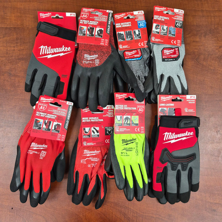 Milwaukee 8-Pair Work Glove Assortment - Size L/9 - Mixed Pro Styles