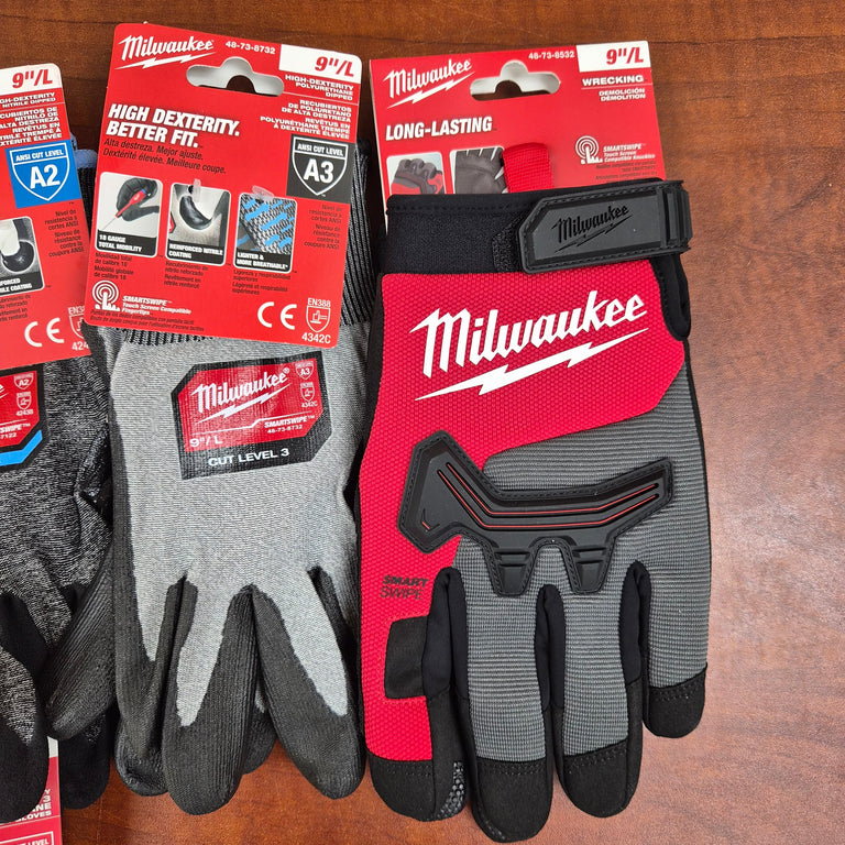 Milwaukee 8-Pair Work Glove Assortment - Size L/9 - Mixed Pro Styles