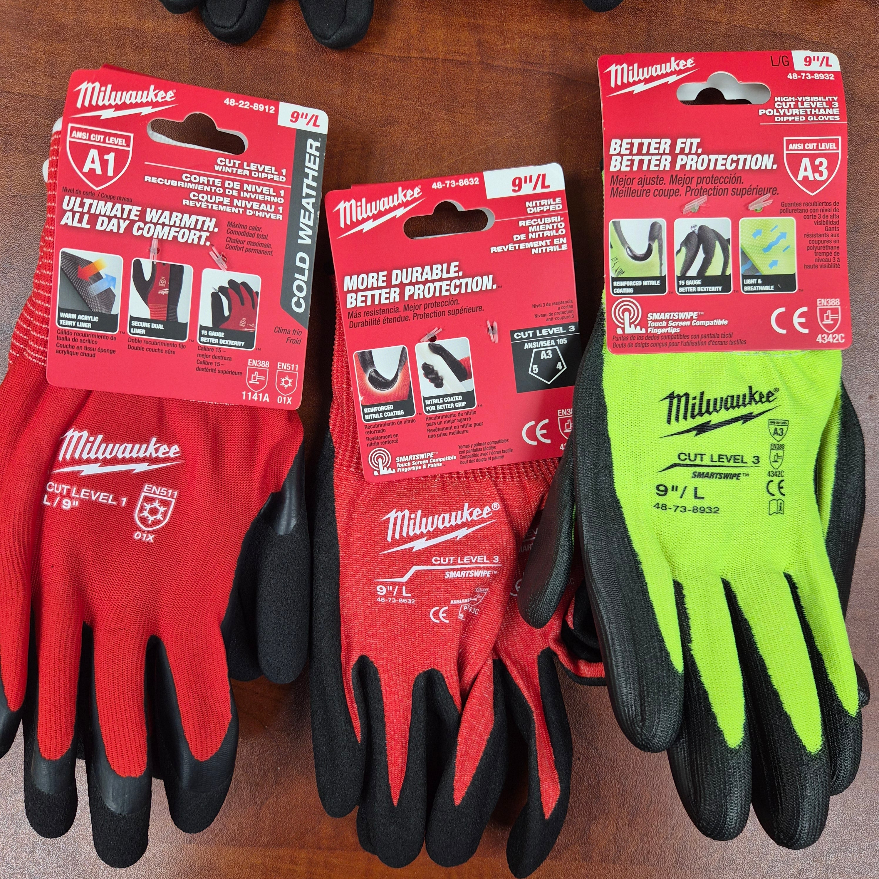 Milwaukee 8-Pair Work Glove Assortment - Size L/9 - Mixed Pro Styles