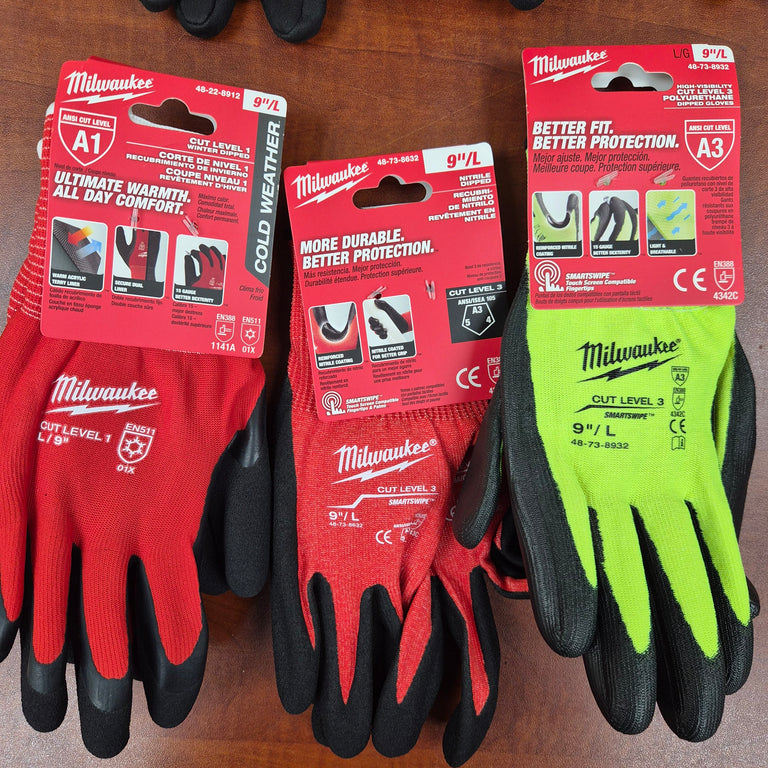 Milwaukee 8-Pair Work Glove Assortment - Size L/9 - Mixed Pro Styles