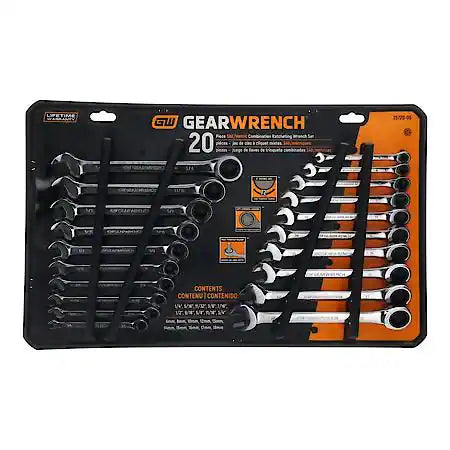 20 Piece 72-Tooth SAE/Metric Ratcheting Combination Wrench Set  - 35720-06