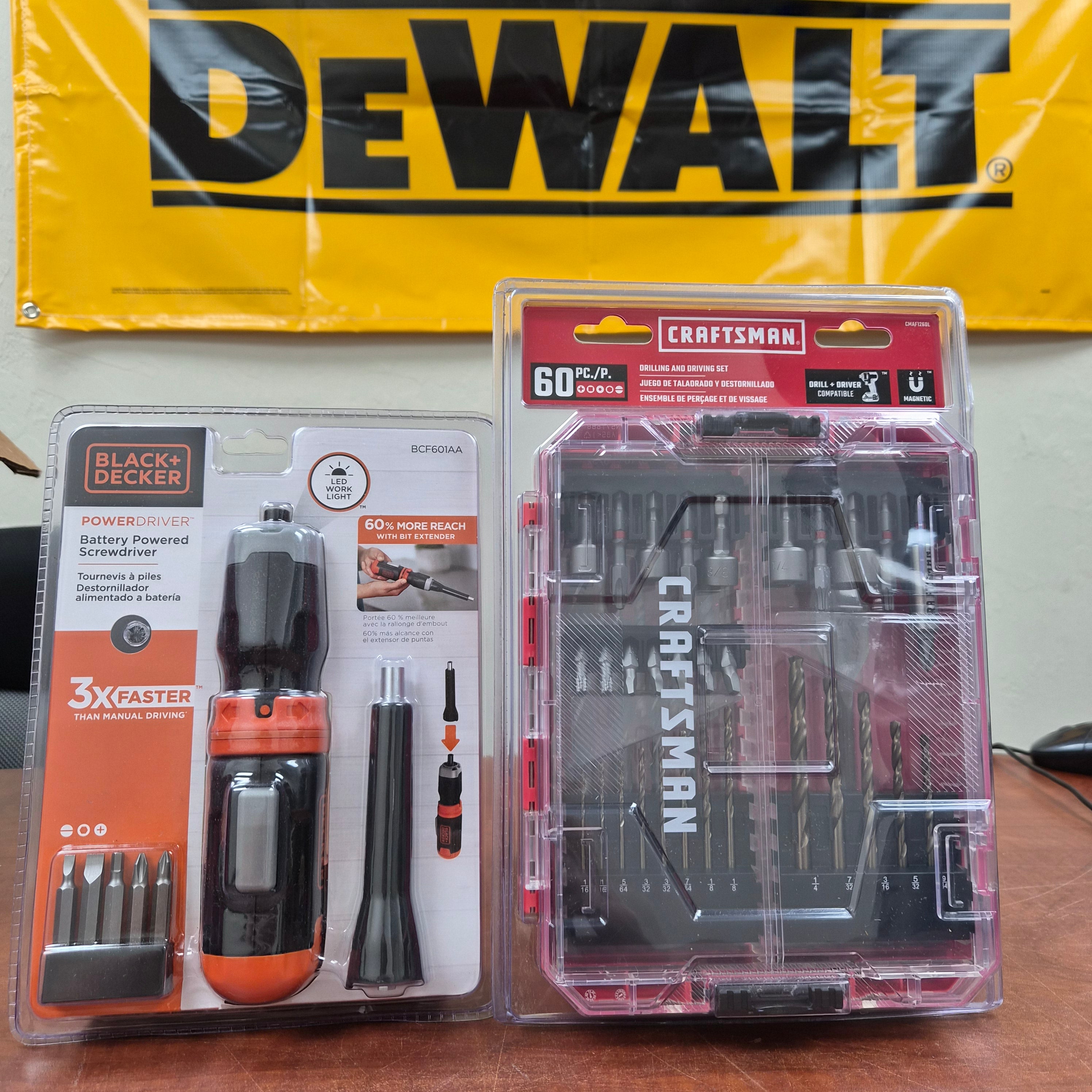 Black & Decker Powerdriver Battery Powered Screwdriver and 60pc Bit