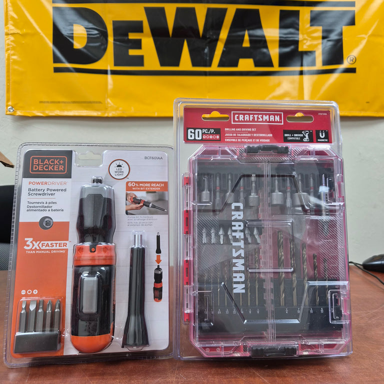 Black & Decker Powerdriver Battery Powered Screwdriver and 60pc Bit