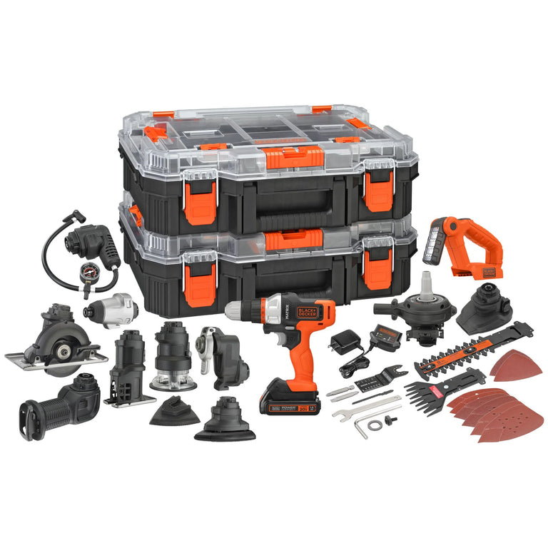 Black & Decker MATRIX 20V MAX Power Tool Kit, Includes Cordless Drill, 12 Attachments and Storage Case - BDCDMT1212KITC1