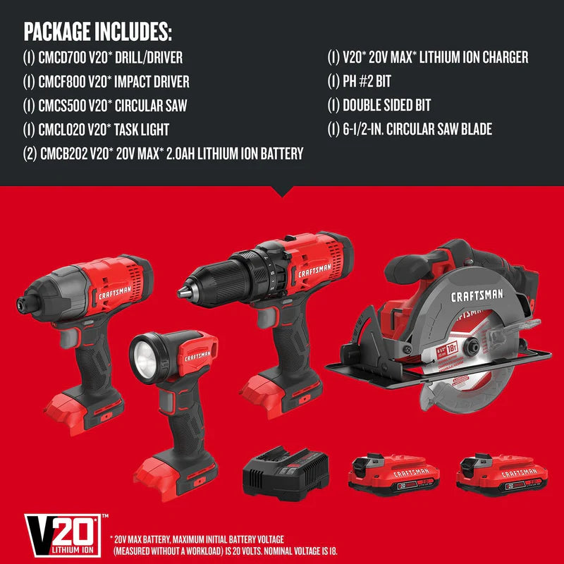 Craftsman V20 4-Tool Combo Kit - CMCK401D2