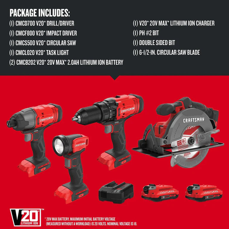 Craftsman V20 4-Tool Combo Kit - CMCK401D2