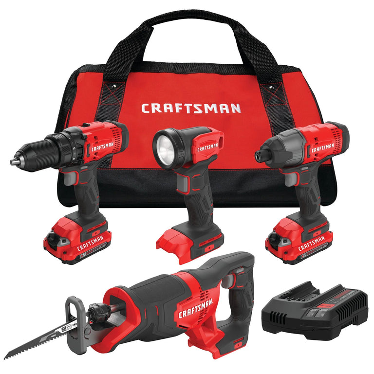 Craftsman V20 Brushless 4-Tool Combo Kit with Batteries & Charger - CMCK420D2