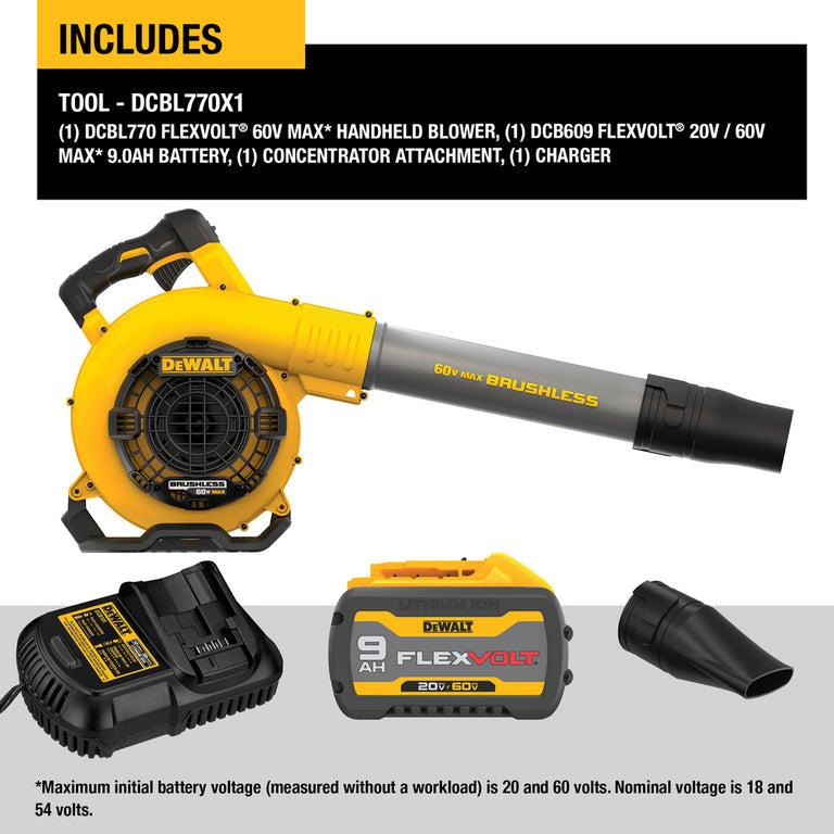 DeWalt 60V MAX Flexvolt Handheld Blower Kit - DCBL770X1