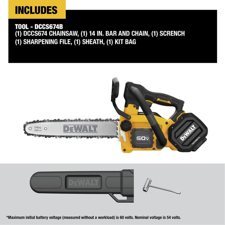 DeWalt 60V MAX 14-Inch Top Handle Chainsaw (Tool Only) - DCCS674B