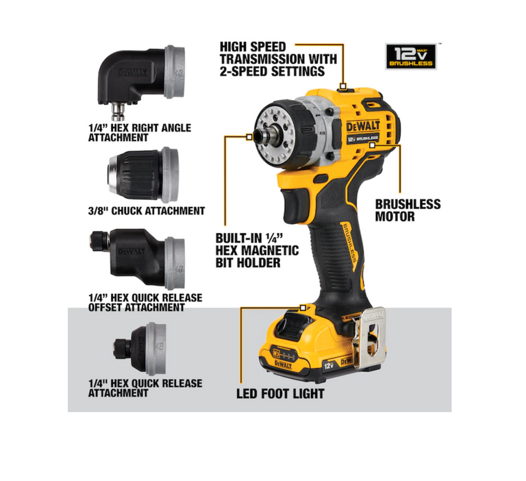 DeWalt XTREME 12V MAX 5-in-1 Drill/Driver Kit - DCD703F1