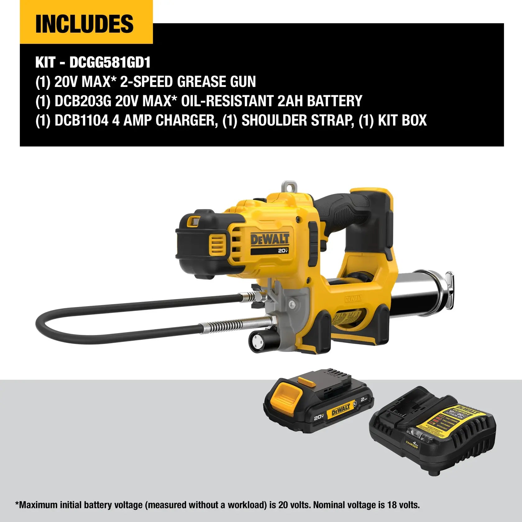 DeWalt 20V MAX 2-Speed Grease Gun Kit - DCGG581GD1