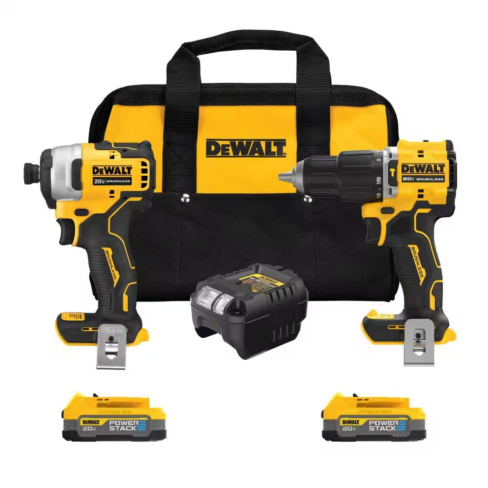 DeWalt 20V MAX 2-Tool Hammer Drill and Impact Driver Kit with Powerstack Batteries - DCK226E2