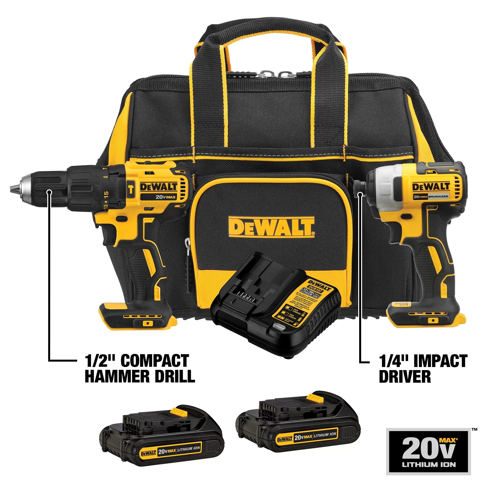 DeWalt 20V MAX 2-Tool Combo Kit with Soft Case - DCKSS276C2BB