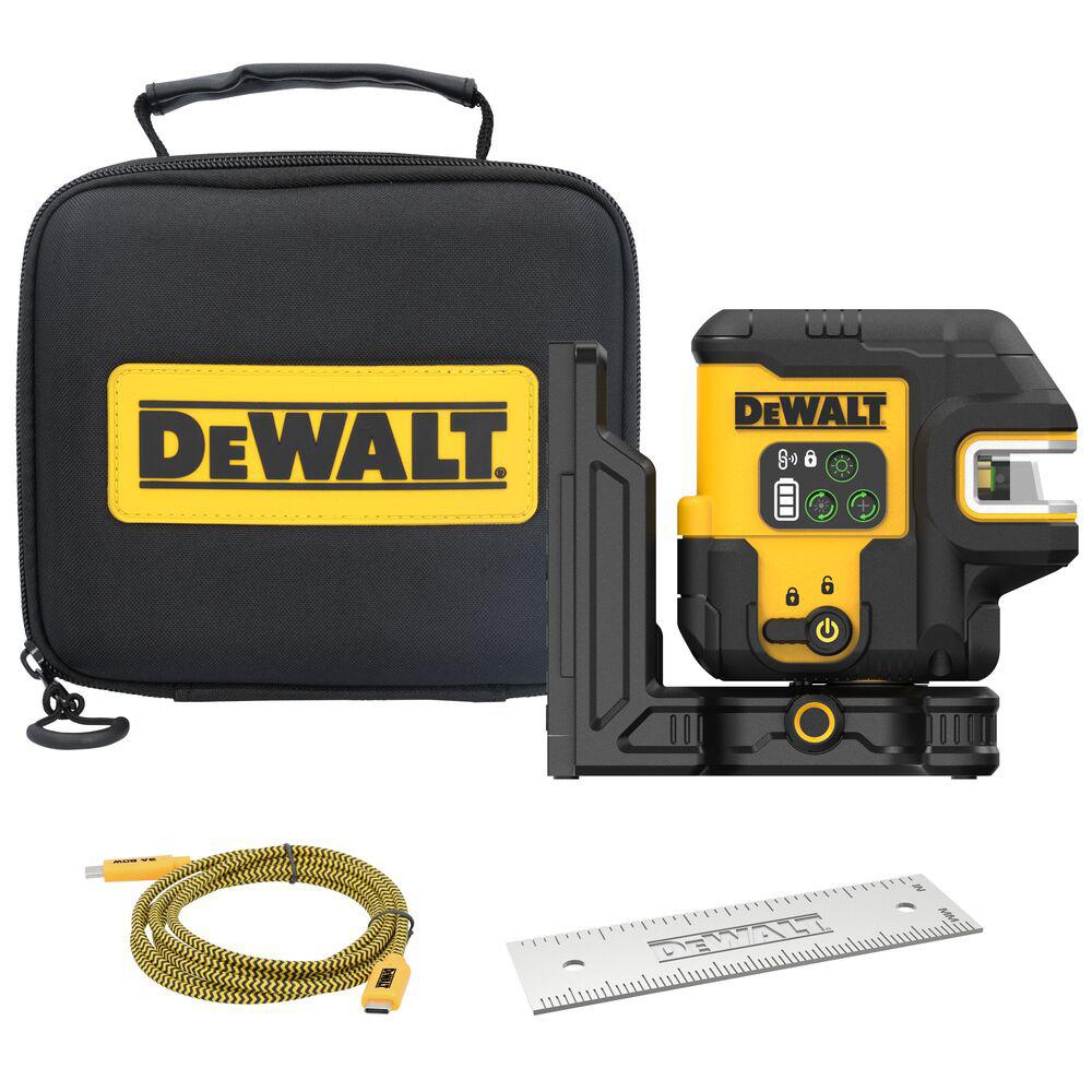 DeWalt USB Rechargable Green 5-Spot & Crossline Laser Base Kit - DCLE14251GB