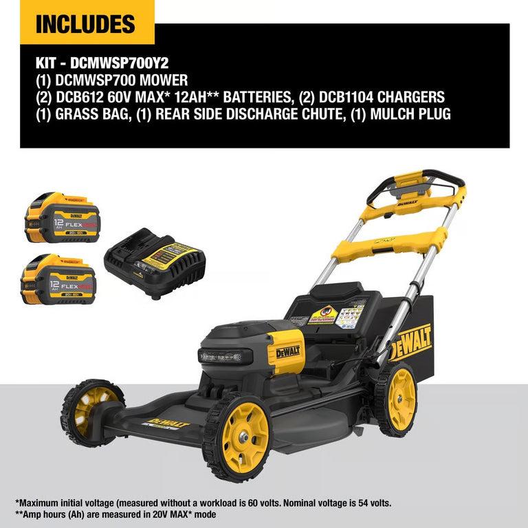 DeWalt 60V MAX RWD Self-Propelled Mower Kit - DCMWSP700Y2 (MEMBER'S EXCLUSIVE)