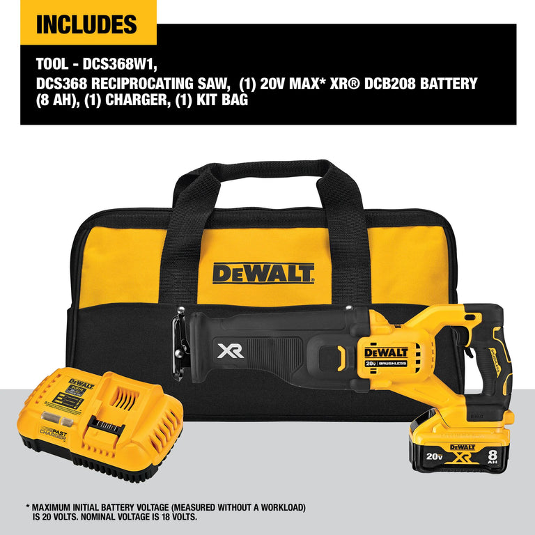 DeWalt 20V MAX Reciprocating Saw with Power Detect Tool Technology Kit - DCS368W1