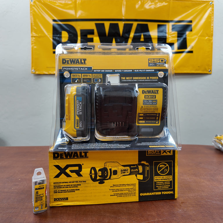DeWalt 20V MAX Brushless Drywall Cut-Out Tool with Powerstack Battery Kit & Bits - DCE555B