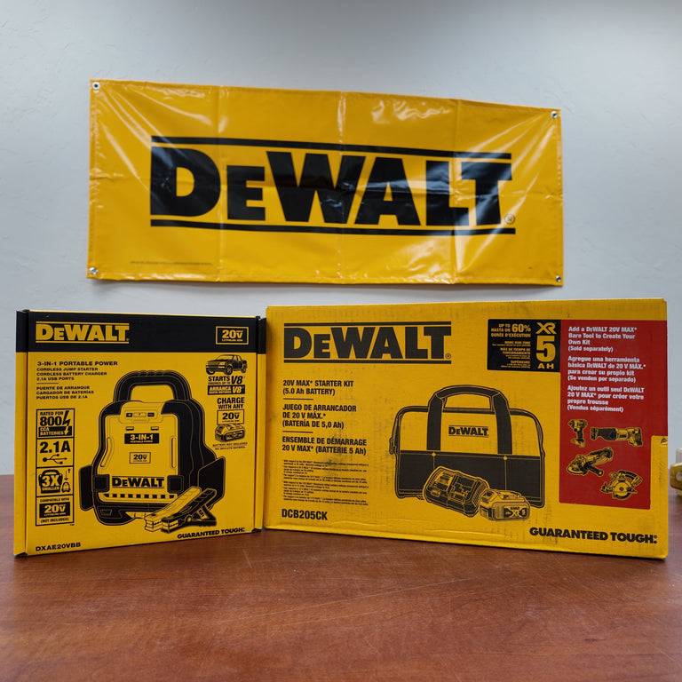 DeWalt 20V MAX 3-in-1 Portable Battery Power Booster with DCB205CK Battery Kit - DXAE20VBB