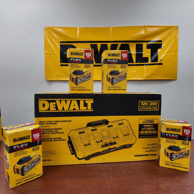 DeWalt 20V MAX Multiport Fast Charger with x4 DCB615 60V MAX 15Ah Batteries - DCB104