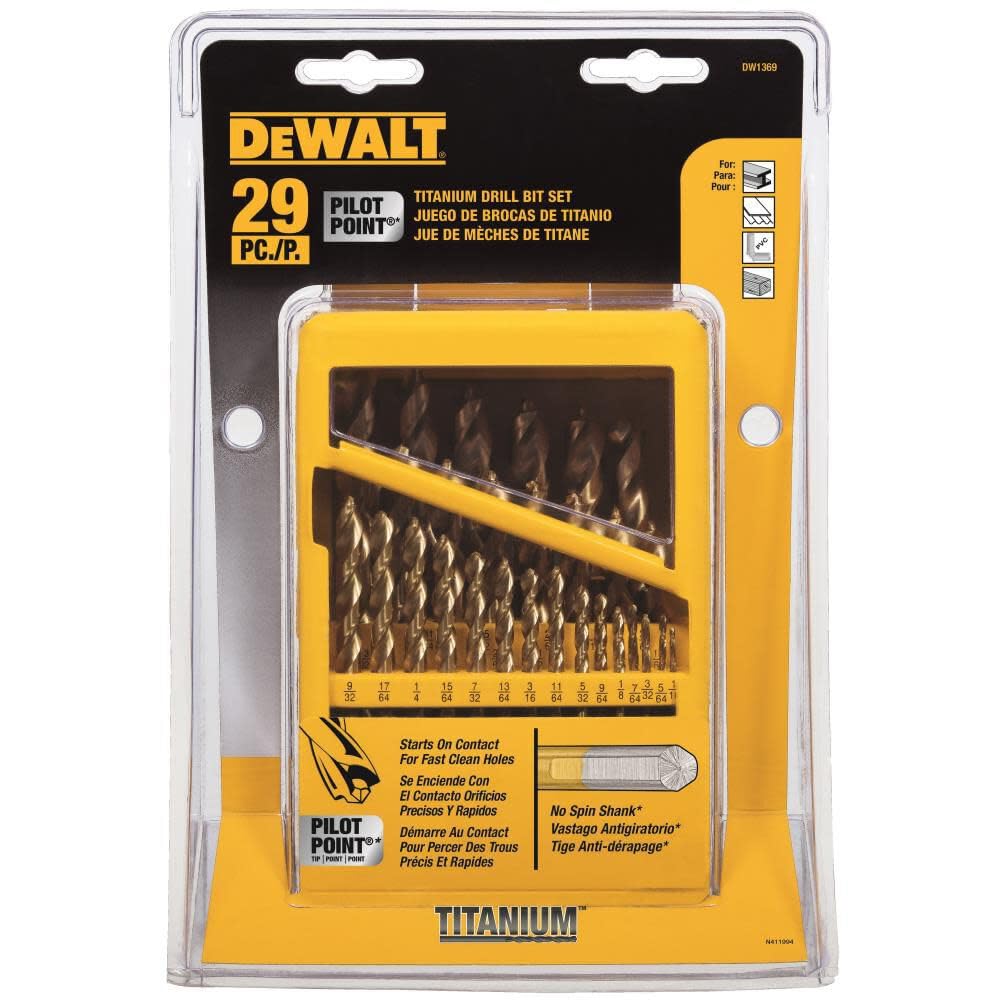 DeWalt 29-Piece Titanium Pilot Point Drill Bit Set - DW1369
