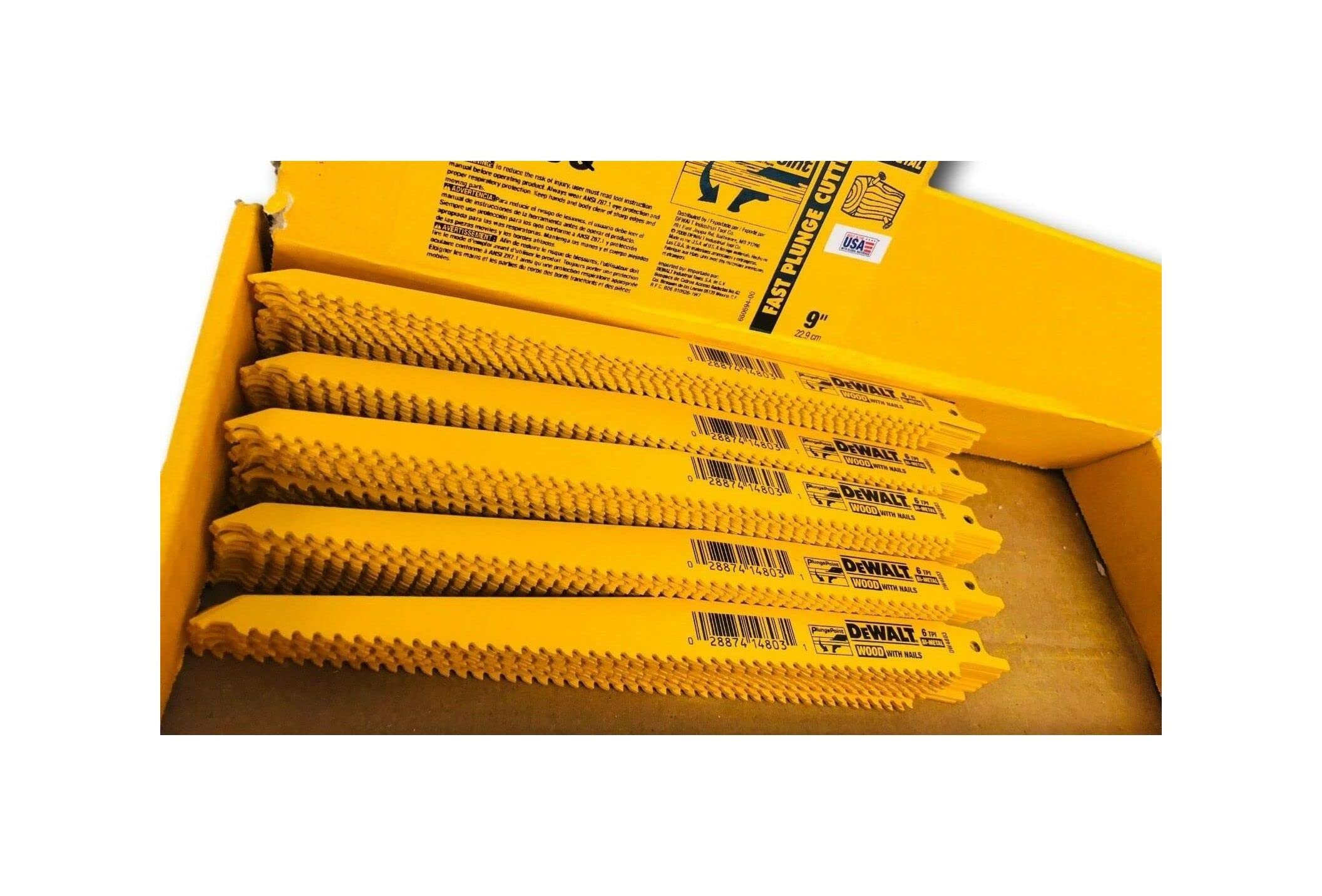 DeWalt 9-Inch 6-TPI Nail/Wood Embedded Reciprocating Blades (100 Pack ...