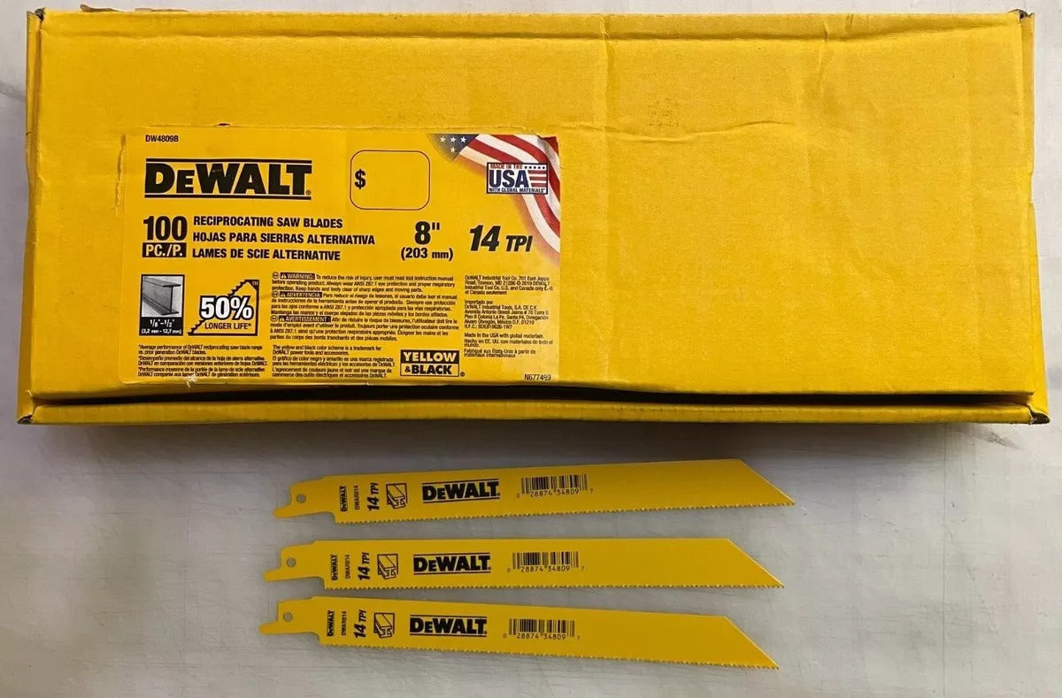 DeWalt 100 PACK High Performance Bi-Metal Reciprocating Blades, 14 TPI ...