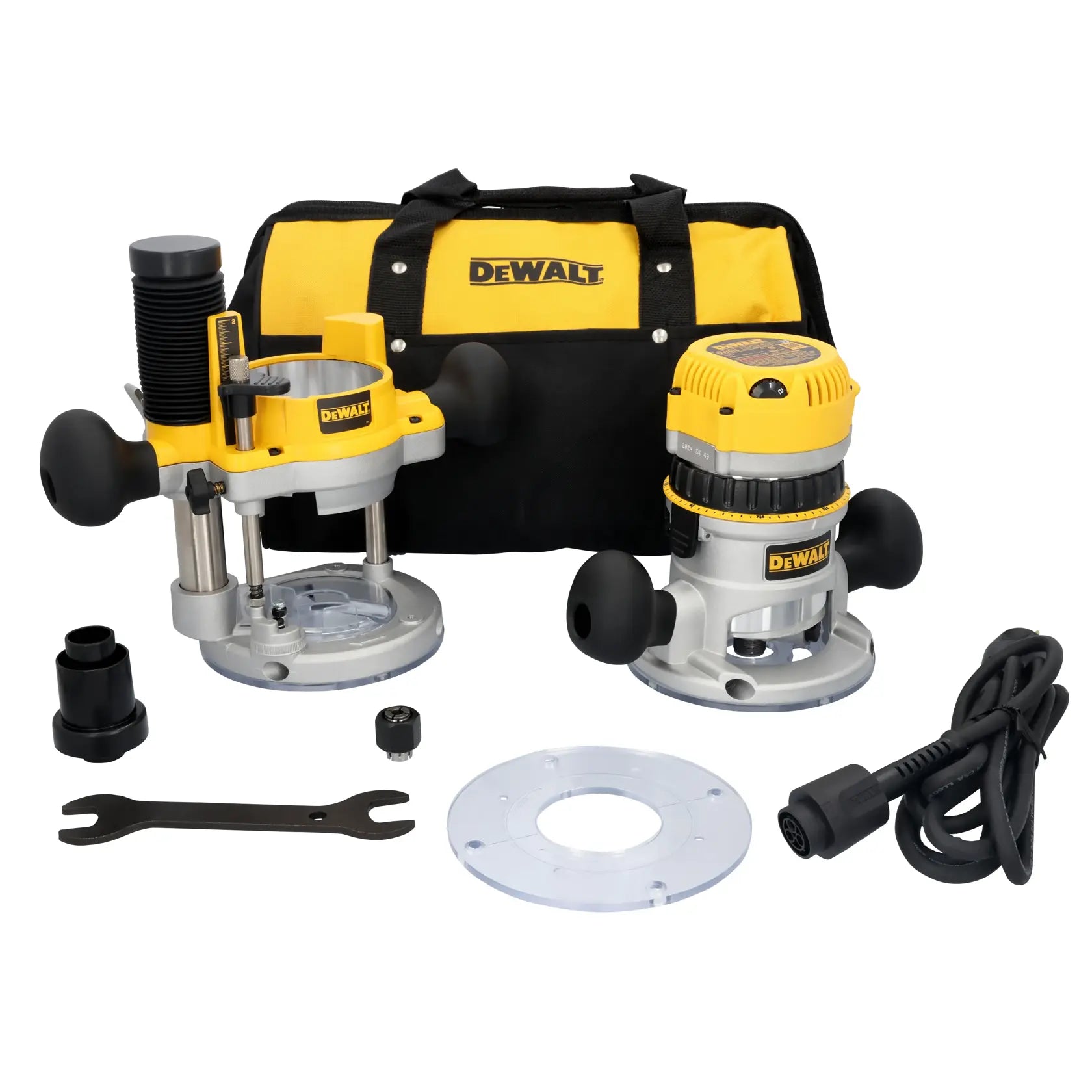 DEWALT 2-1/4 HP EVS Fixed/Plunge Router Combo Kit – DW618PKB