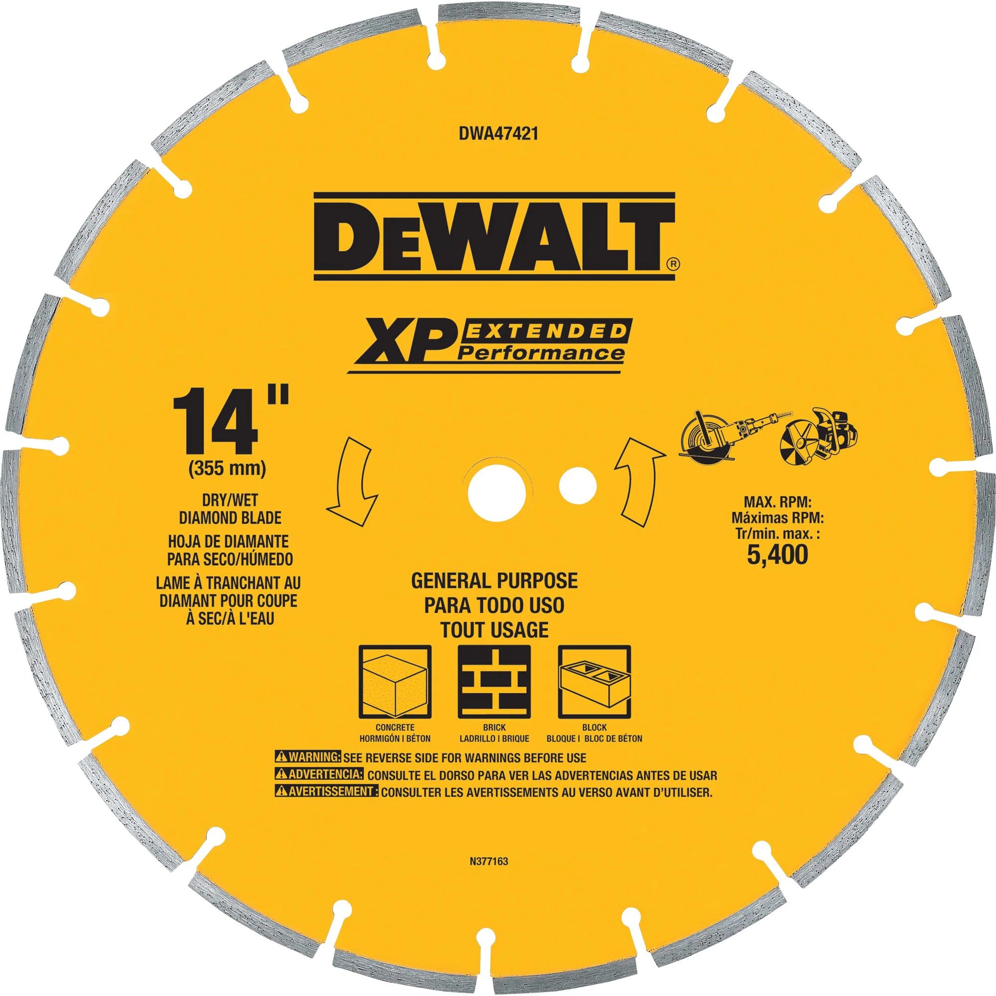 DeWalt 14-Inch XP Diamond Segmented Rim Circular Saw Blade - DWA47421