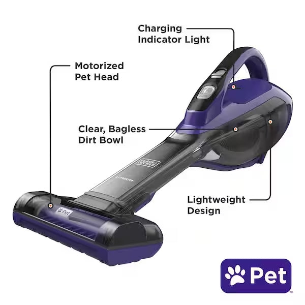 Black & Decker Dustbuster Furbuster AdvanceClean Cordless Pet Handheld Vacuum - HLVA325JP07