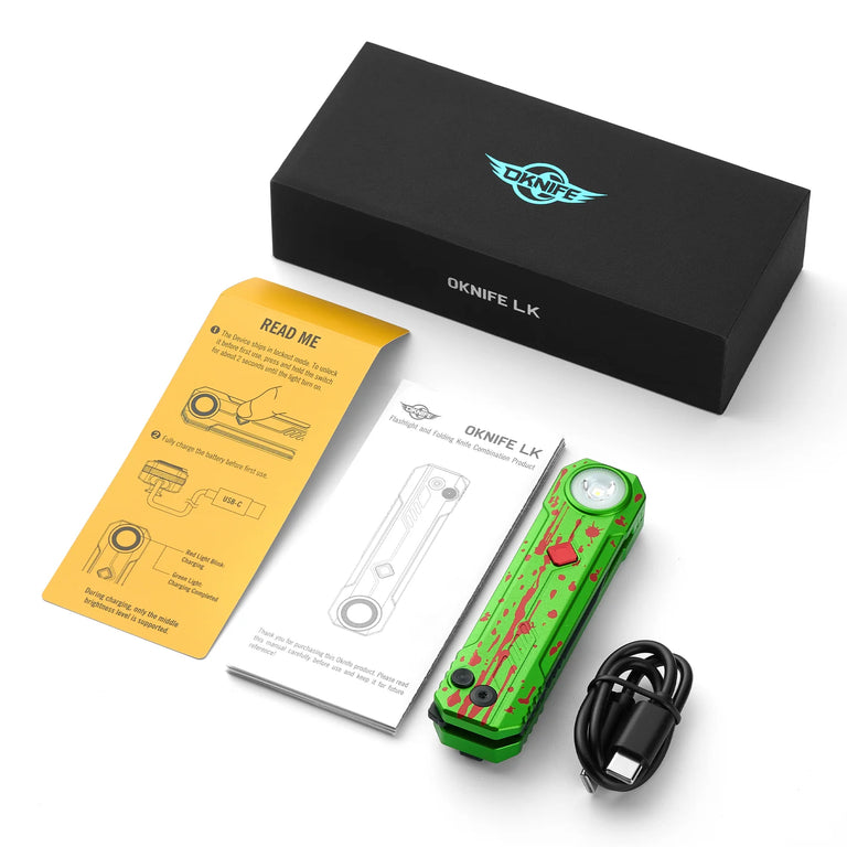 Olight OKNIFE LK Zombie Green Folding Knife + Rechargeable Flashlight