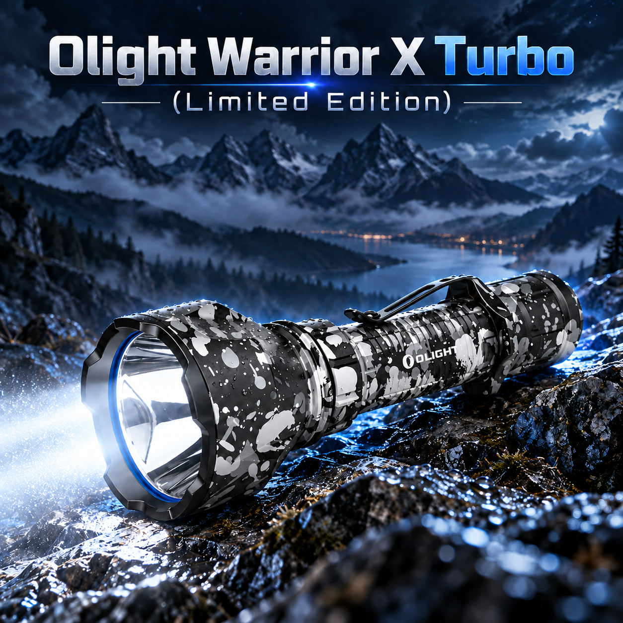 Olight Warrior X Turbo 1100-Lumens Grey Camouflage Extreme Distance Tactical Light (Limited Edition - DISC)