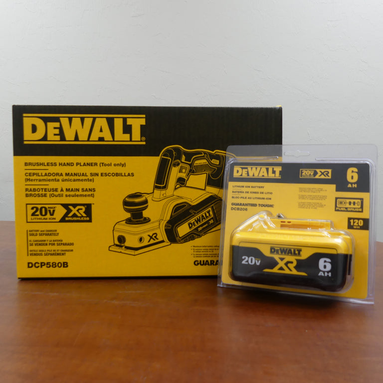 DeWalt 20V MAX Brushless Hand Planer (DCP580B) with DCB206 6AH Battery