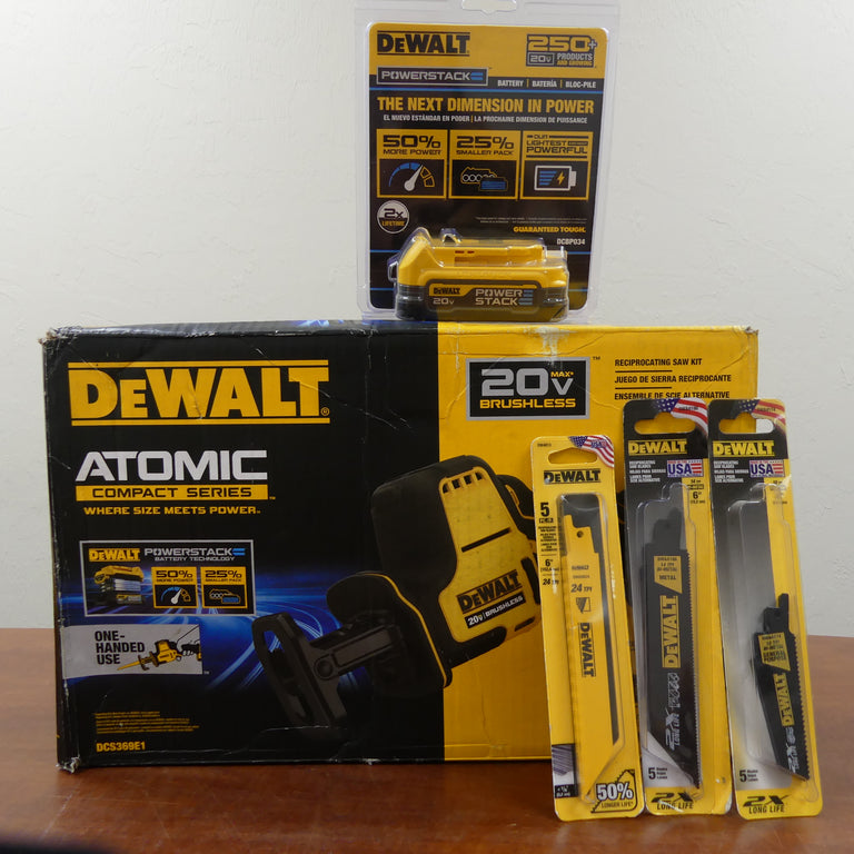 DeWalt 20V MAX One-Handed Reciprocating Saw Kit with Extra Powerstack & Blades - DCS369E1