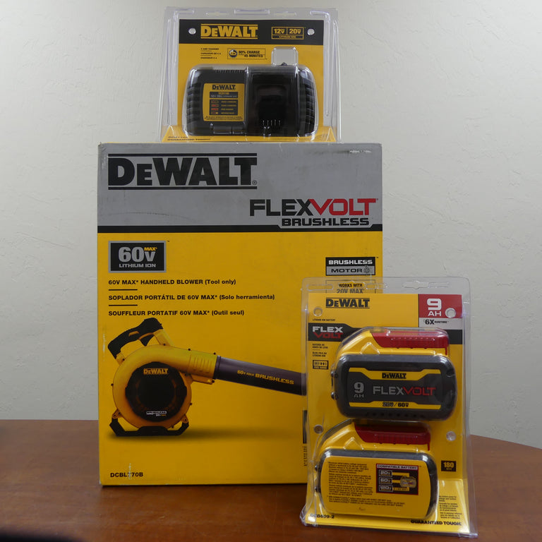 DeWalt 60V MAX Handheld Blower with DCB609-2 & DCB1106 - DCBL770B