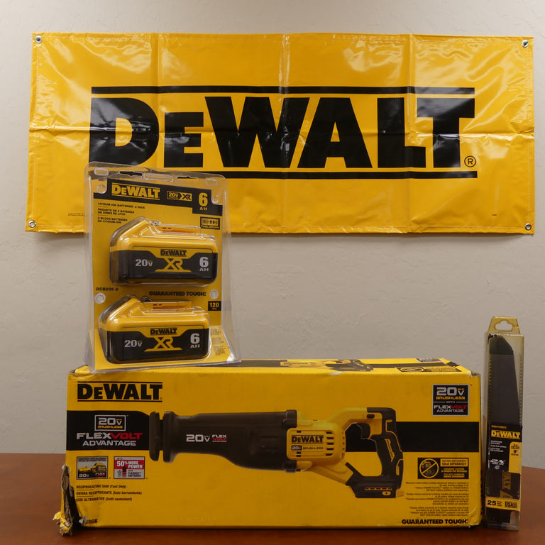 DeWalt 20V MAX Brushless Reciprocating Saw with 6Ah Batteries & Blades - DCS386B