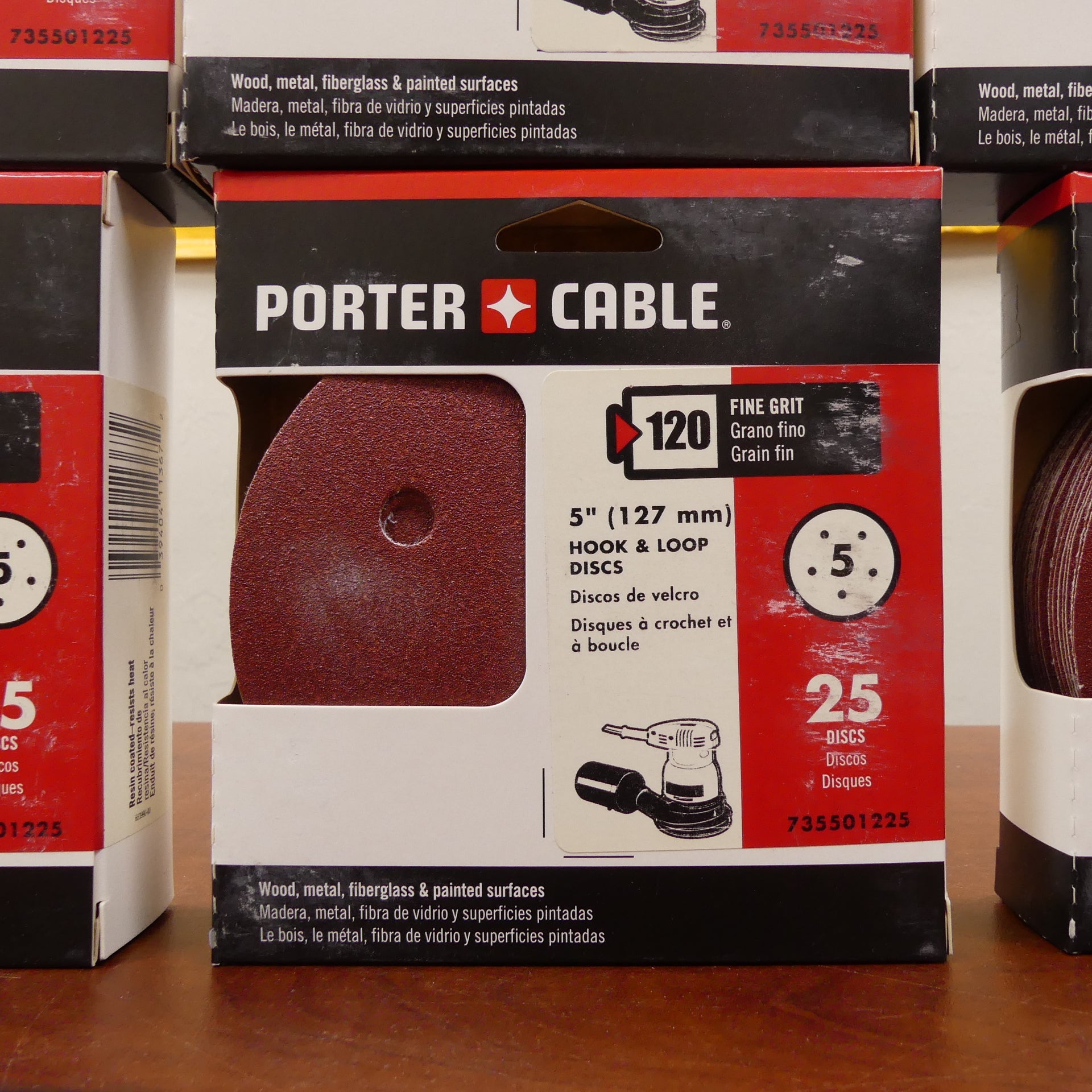 Porter-Cable Wholesale/Reseller 5-Inch Hook & Loop Sandpaper , 120 Grit - 735501225