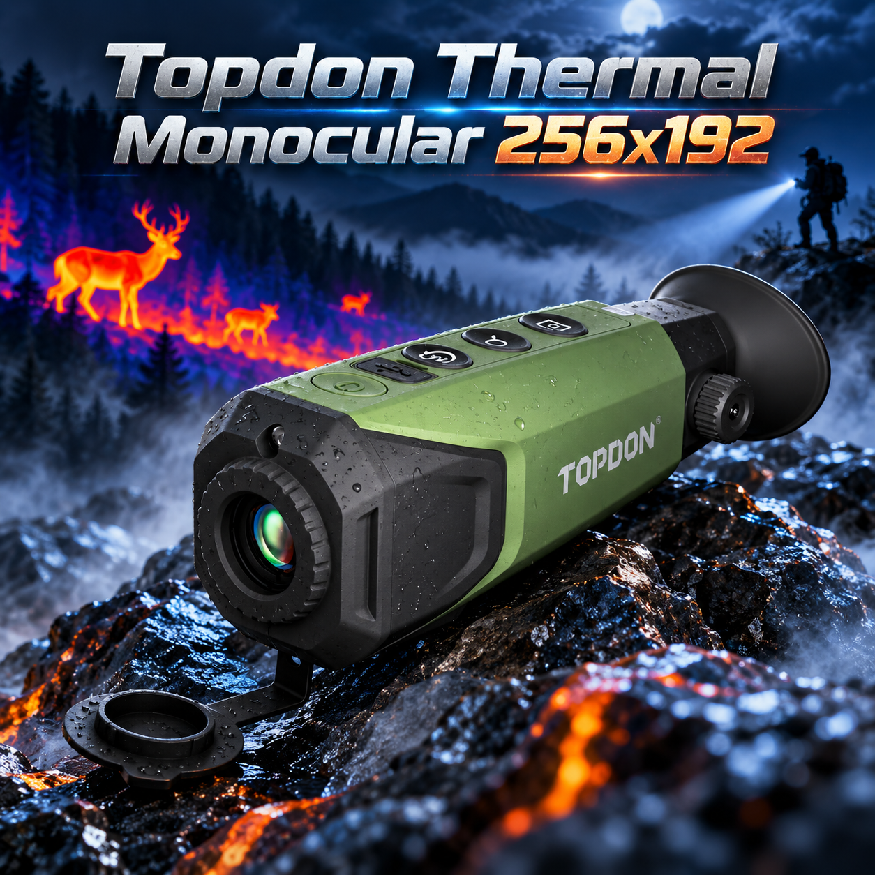 TOPDON Thermal Imaging Monocular – 256×192, 450-Yard Detection, Wi-Fi & 8X Zoom - TS004