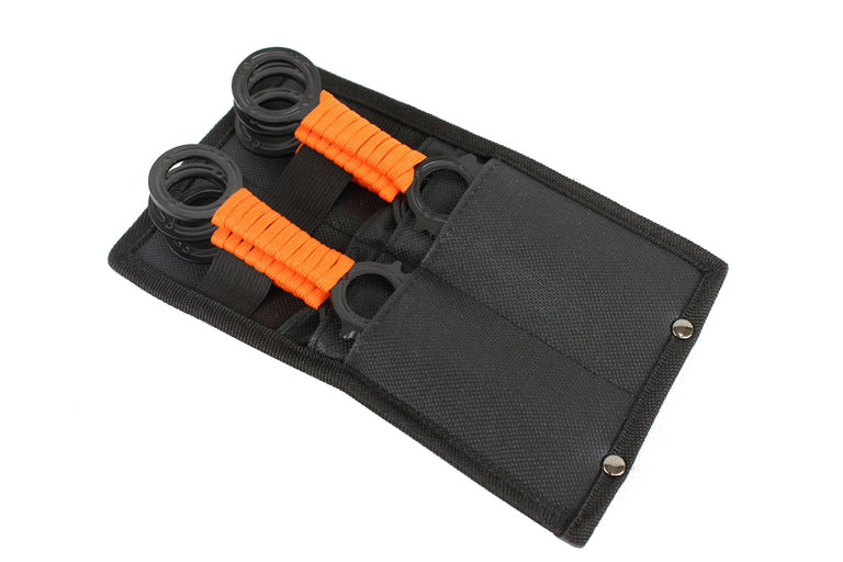 Zomb War 6 Pc Throwing Knife Set with Sheath and Orange Cord