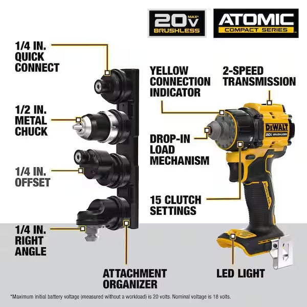 DeWalt 20V MAX Multi-Head Drill/Driver (Tool Only) - DCD803B