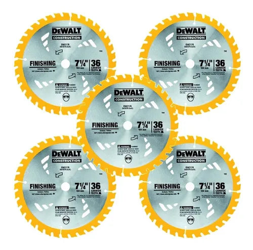 DeWalt 7-1/4 in. 36T Thin Kerf Carbide Circular Saw Blade (PACK OF 5) - DW3176x5