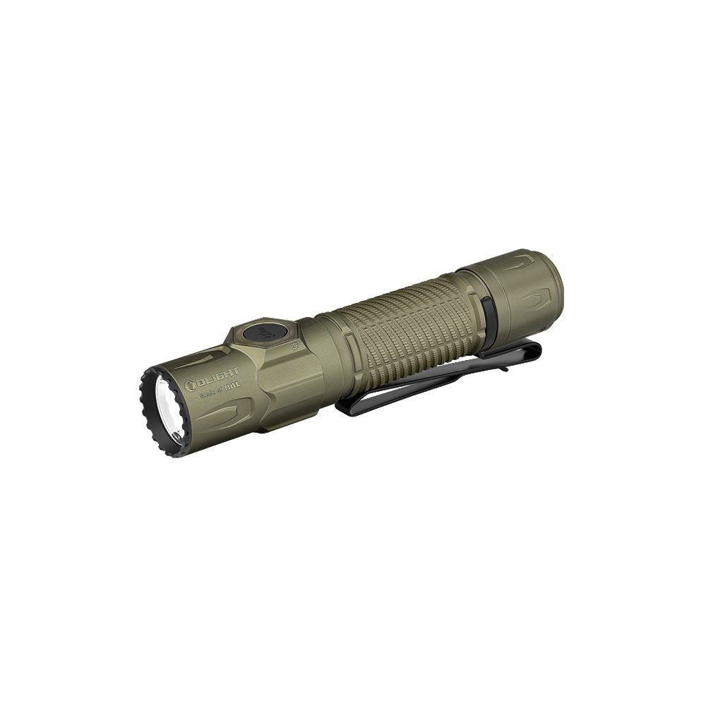 Olight Warrior Ultra Flashlight in Olive Green with Tactical Velcro Patch