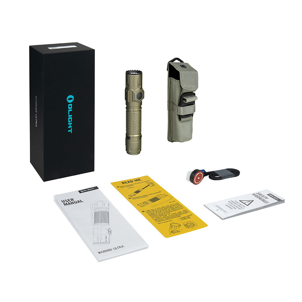 Olight Warrior Ultra Flashlight in Olive Green with Tactical Velcro Patch