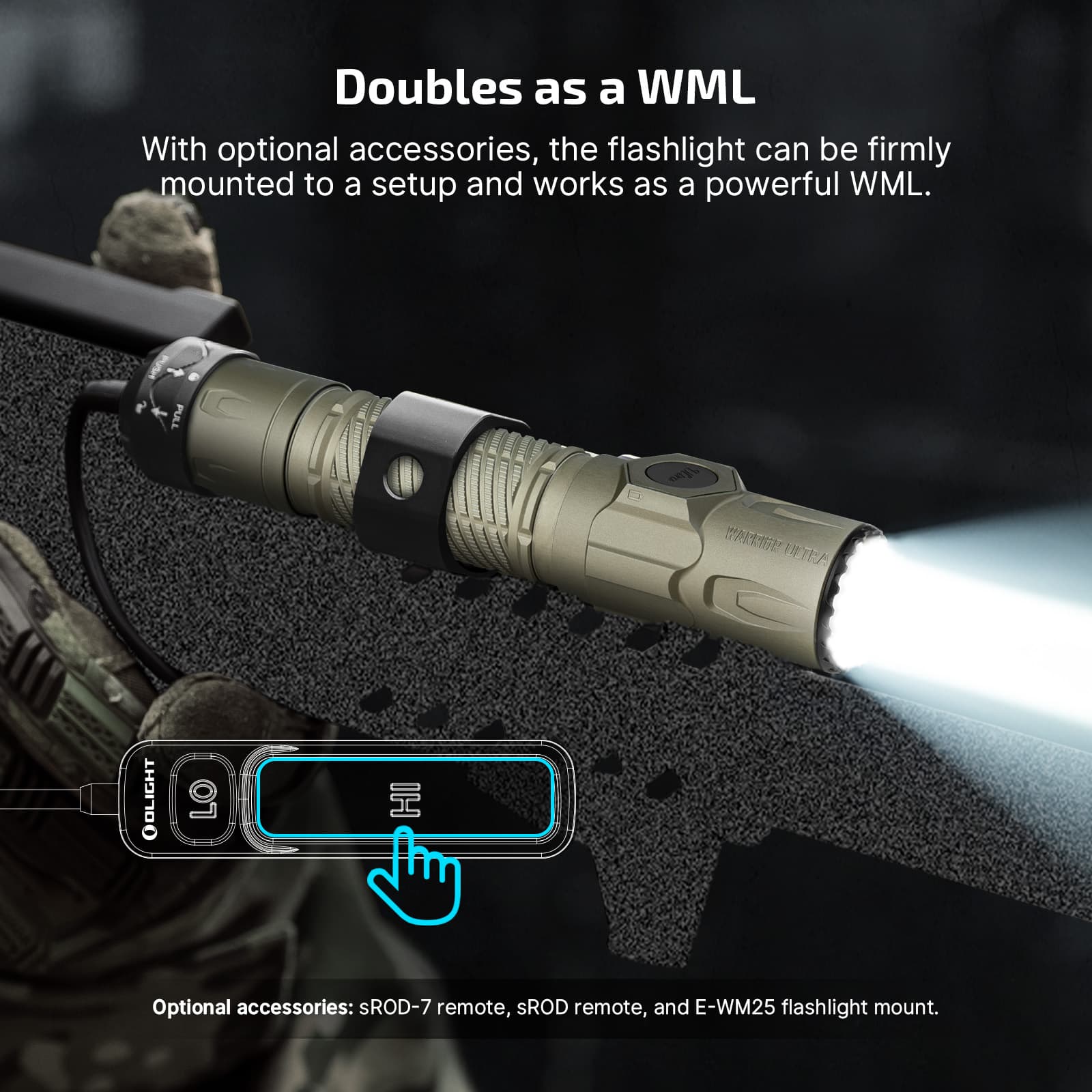 Olight Warrior Ultra Flashlight in Olive Green with Tactical Velcro Patch