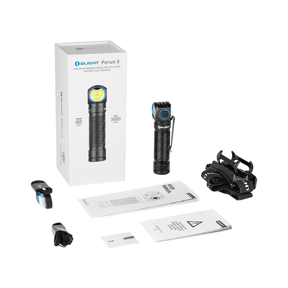 Olight Perun 3 Headlamp 3000-Lumens - White Light and Red Light